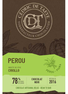 Tablette de chocolat Pérou 78% - 60 gr
