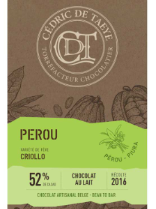 Tablette de chocolat Pérou 52% - 60gr